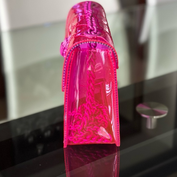 Kurt Geiger Hot Pink Clear Small Kensington Bag - Picture 5 of 6